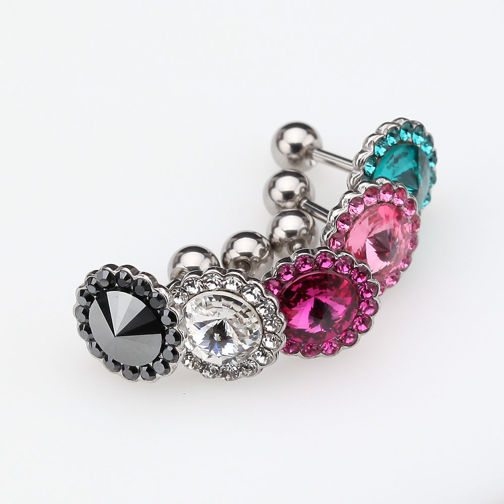 Studded Gem Crystal Cartilage Earring-Pink