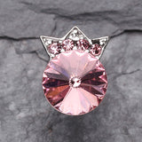 Grand Crown Topped Gem Cartilage Earring-Pink