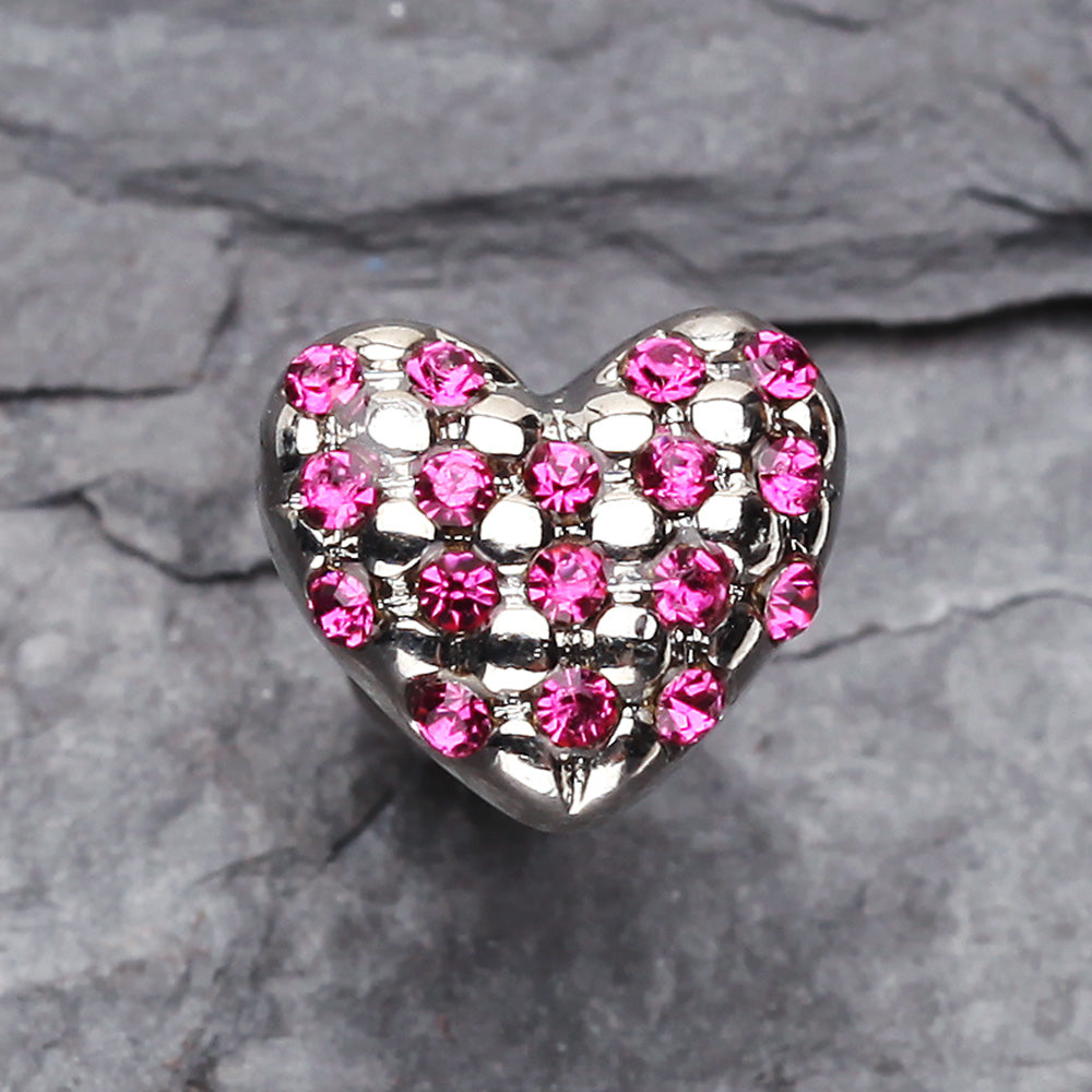 Fluffy Heart Multi-Gem Cartilage Earring-Fuchsia