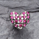 Fluffy Heart Multi-Gem Cartilage Earring-Fuchsia
