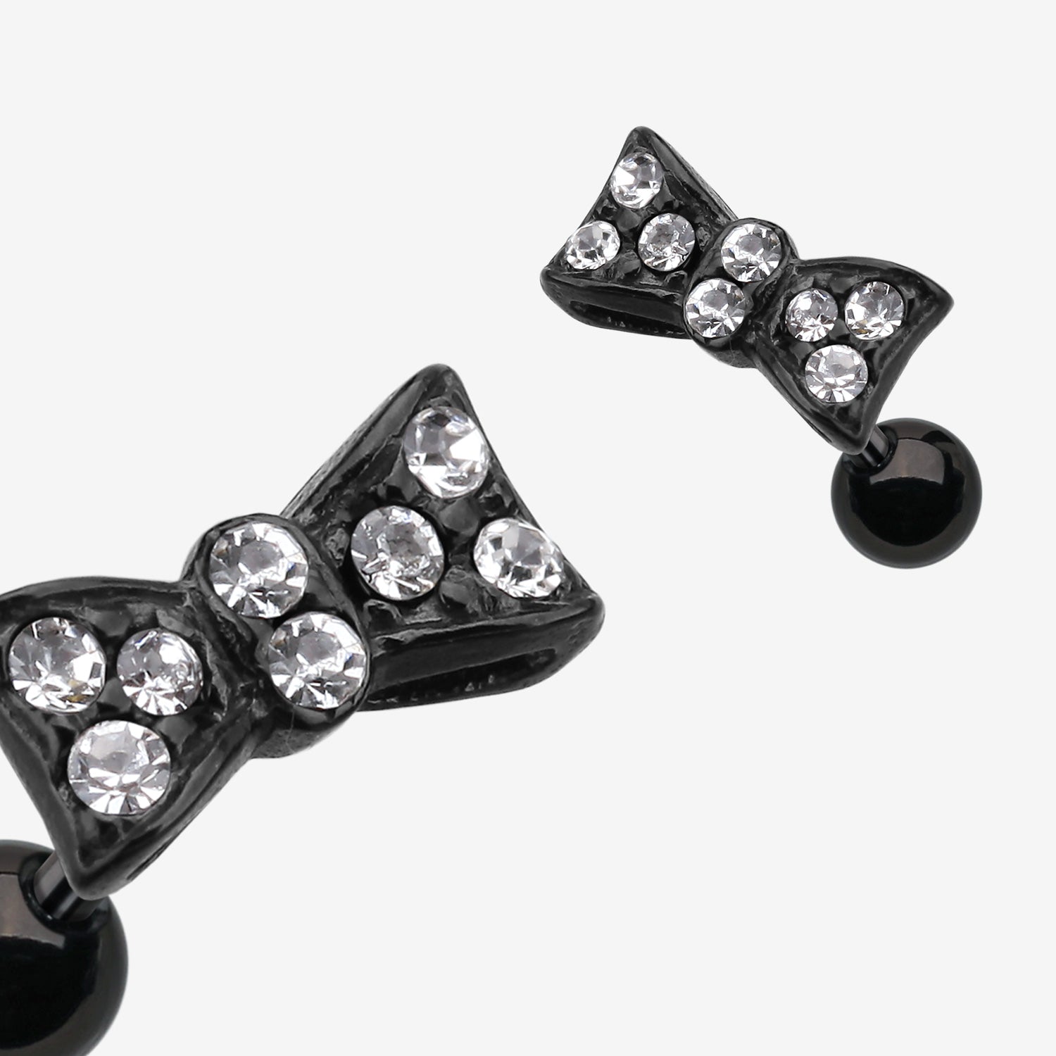 Blackline Flap Bow Tie Cartilage Earring-Clear