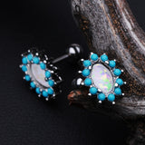 Detail View 2 of Elegant Opal Turquoise Cartilage Tragus Earring-Turquoise/White