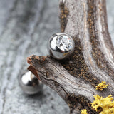 Detail View 1 of Basic Gem Ball Steel Barbell Tongue Ring-Clear Gem
