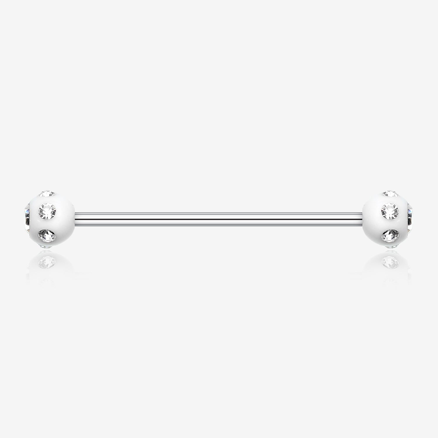 Acrylic Aurora Gem Ball Industrial Barbell-White/Clear
