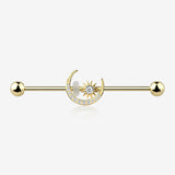 Golden Sparkle Moon and Starburst Industrial Barbell