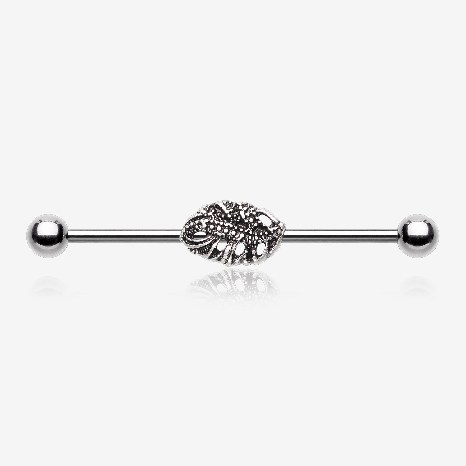 Vintage Filigree Leaflet Industrial Barbell-Steel
