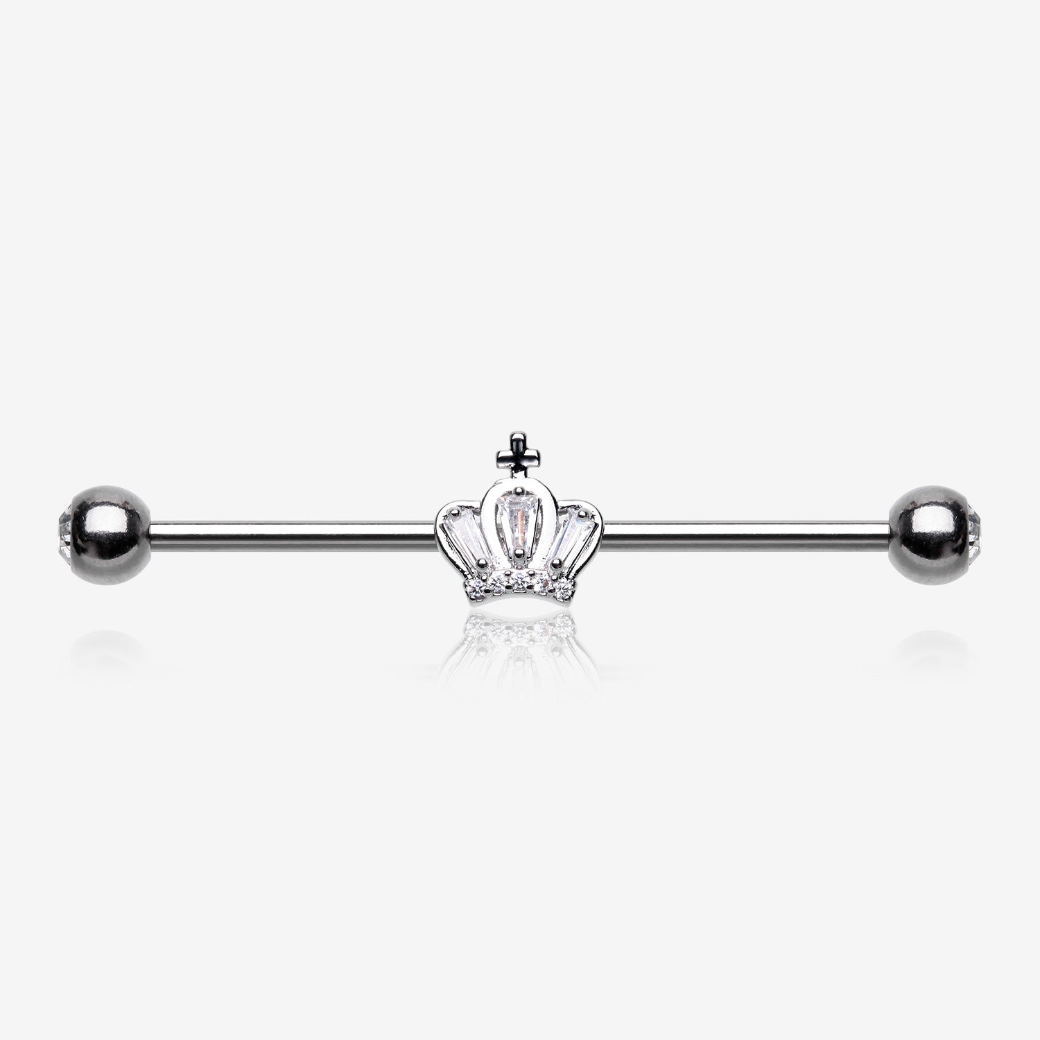 Knight Triumph Crown Sparkle Industrial Barbell-Clear