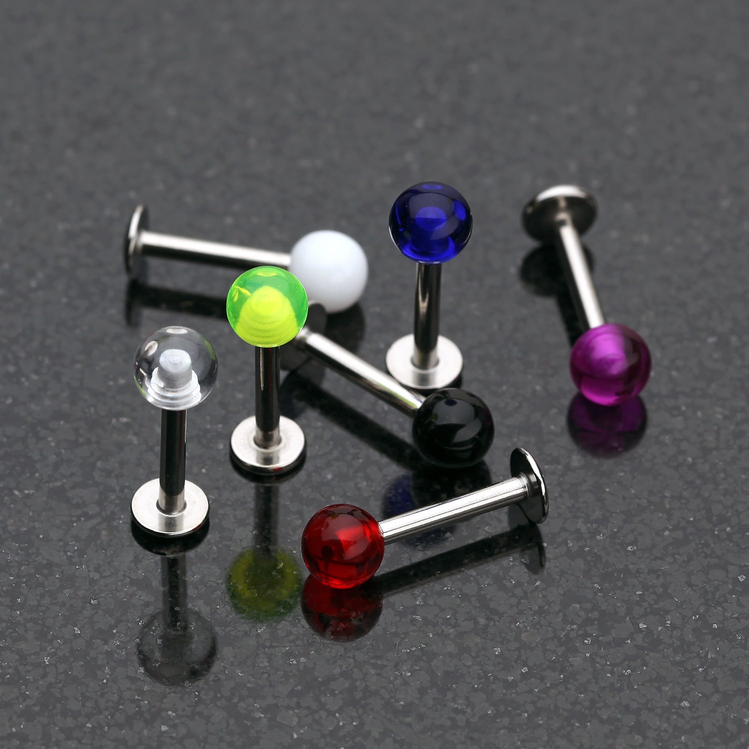 Detail View 1 of Basic UV Acrylic Ball Top Labret-Red