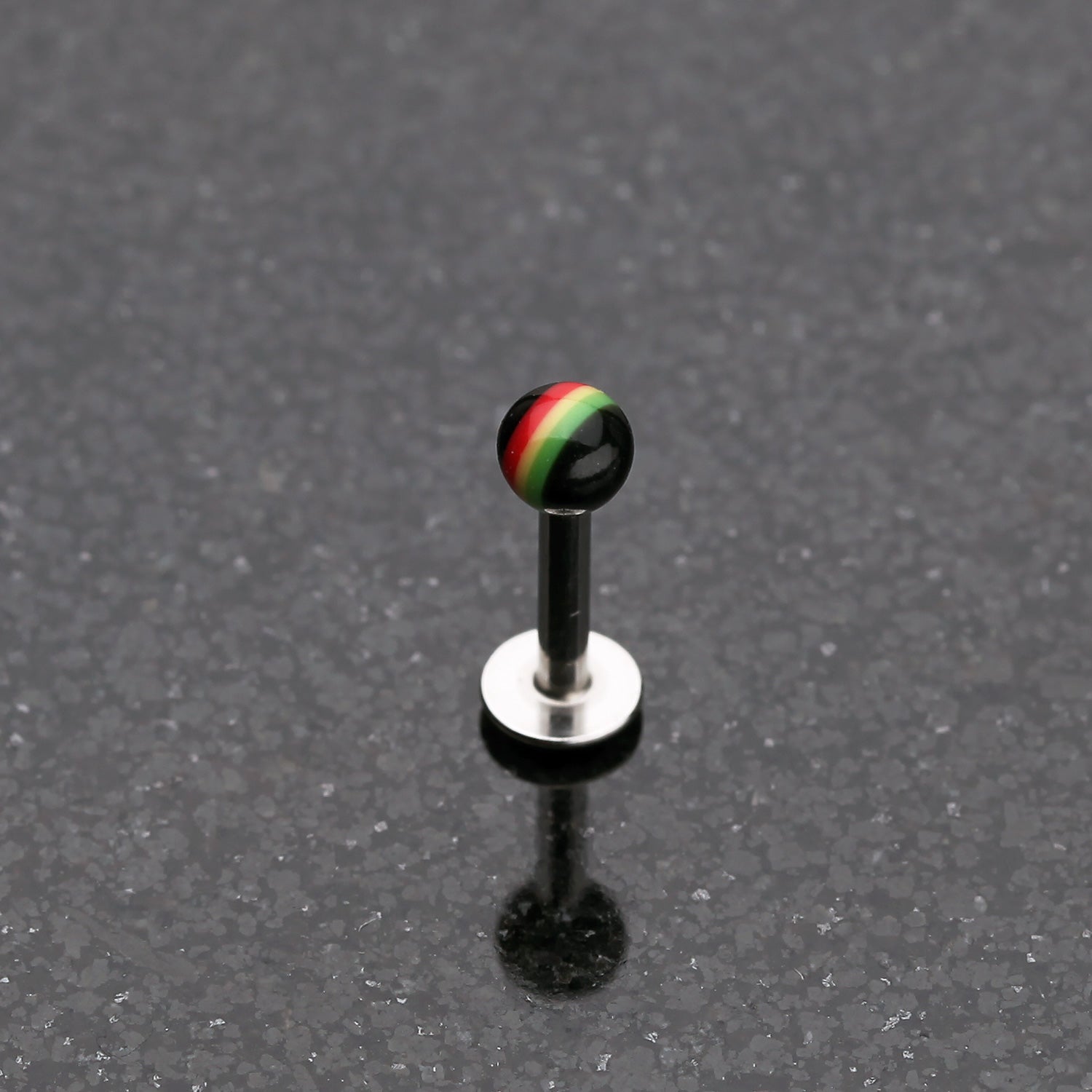 Detail View 1 of Rasta Jamaican Stripe UV Acrylic Ball Top Labret-Rainbow/Multi-Color