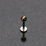 Detail View 1 of Rasta Jamaican Stripe UV Acrylic Ball Top Labret-Rainbow/Multi-Color