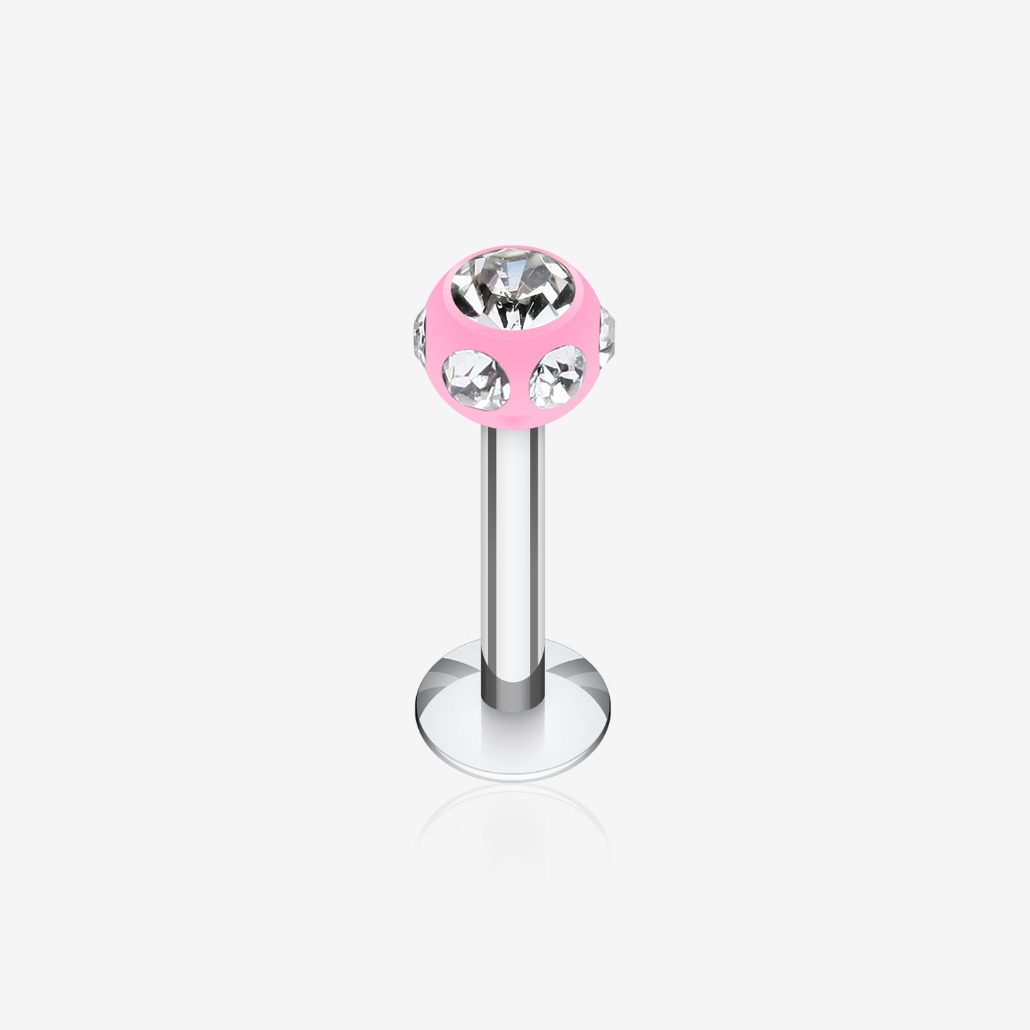 Aurora Gem UV Acrylic Ball Top Labret-Pink/Clear