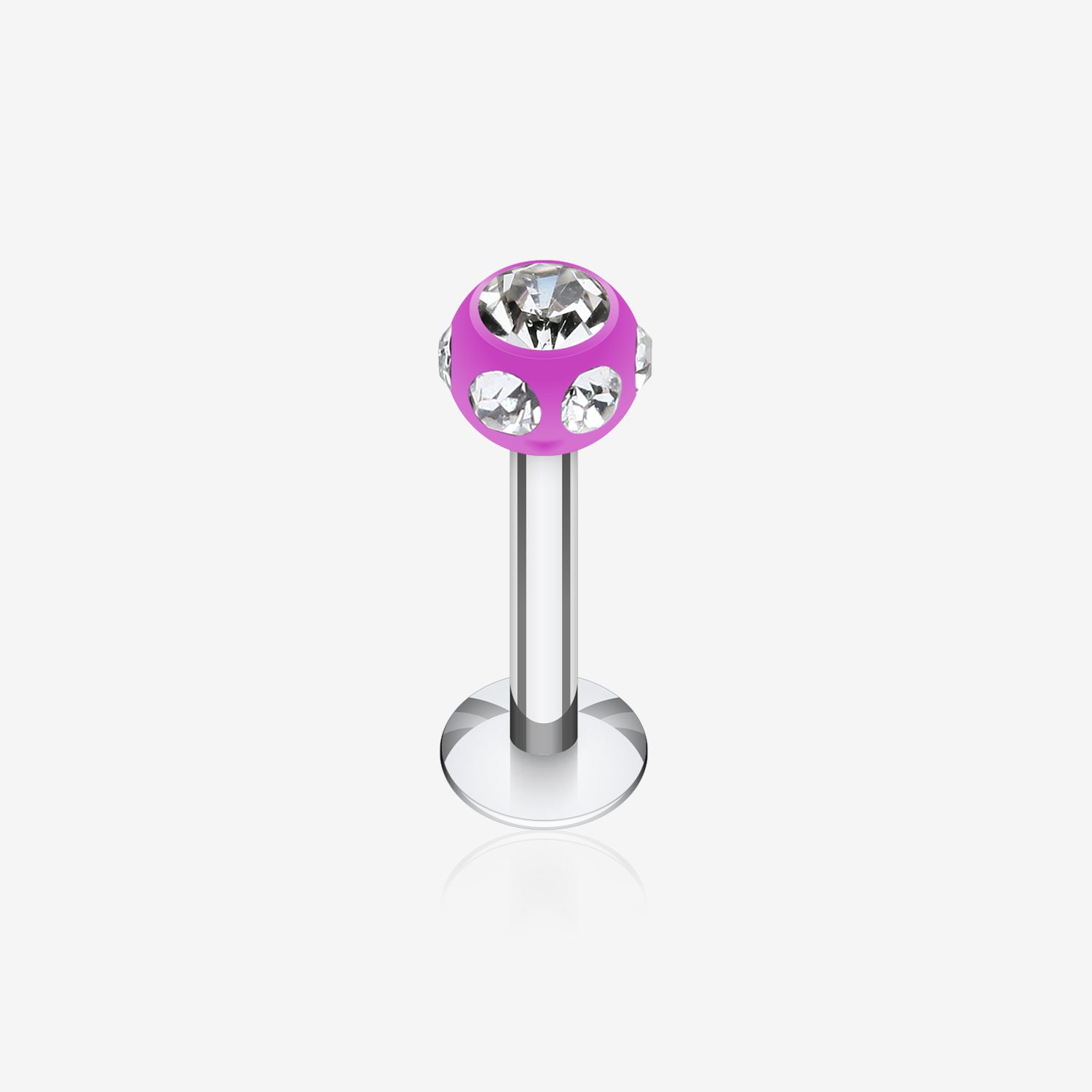 Aurora Gem UV Acrylic Ball Top Labret-Purple/Clear
