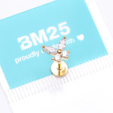 Detail View 4 of Golden Brilliant Sparkle Butterfly Prong Gem Top Flat Back Stud Labret-Clear Gem