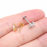 Detail View 3 of Golden Brilliant Sparkle Butterfly Prong Gem Top Flat Back Stud Labret-Clear Gem