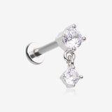 Brilliant Sparkle Dainty Dangle Prong Gem Top Flat Back Stud Labret