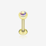Gold Plated Gem Ball Steel Labret