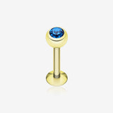 Gold Plated Gem Ball Steel Labret
