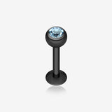 Blackline PVD Gem Ball Steel Labret-Black/Aqua