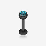 Blackline PVD Gem Ball Steel Labret-Black/Teal