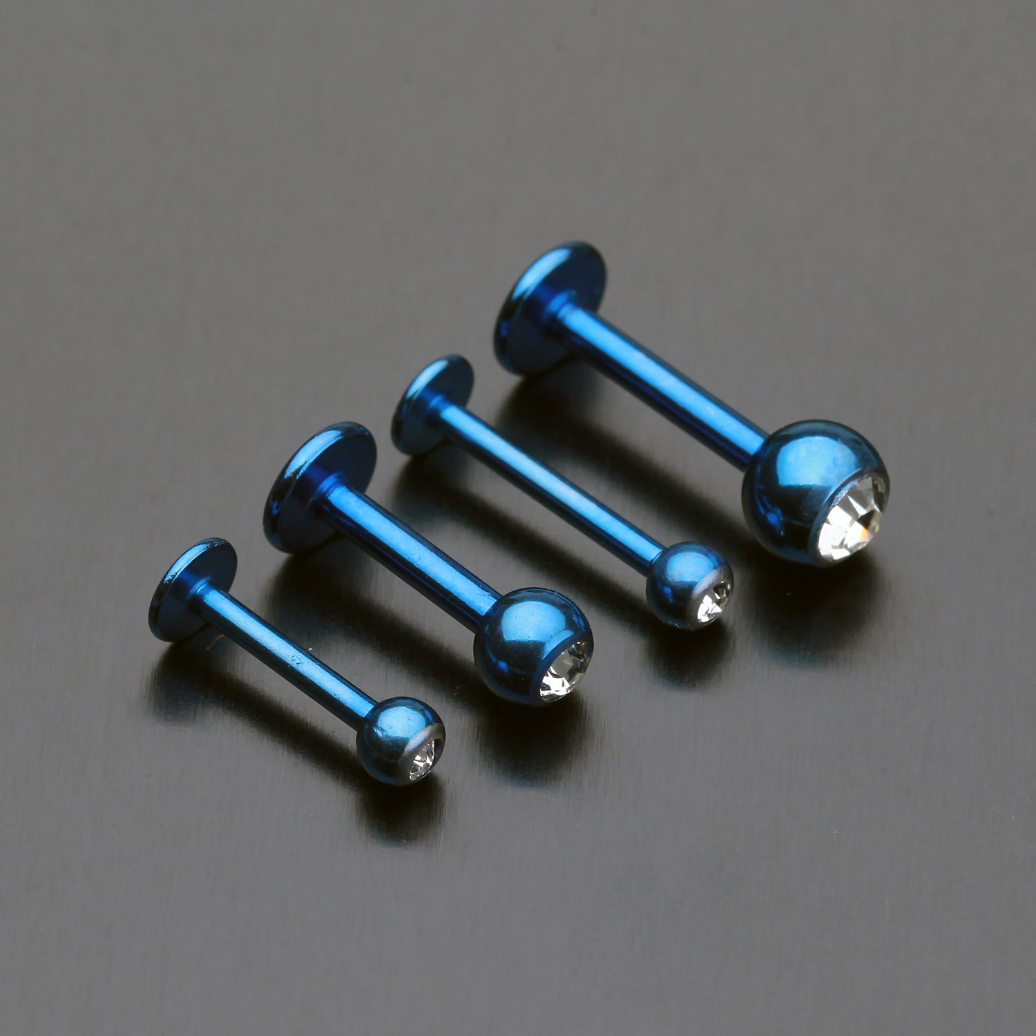 Detail View 1 of Blackline PVD Gem Ball Steel Labret-Blue/Clear