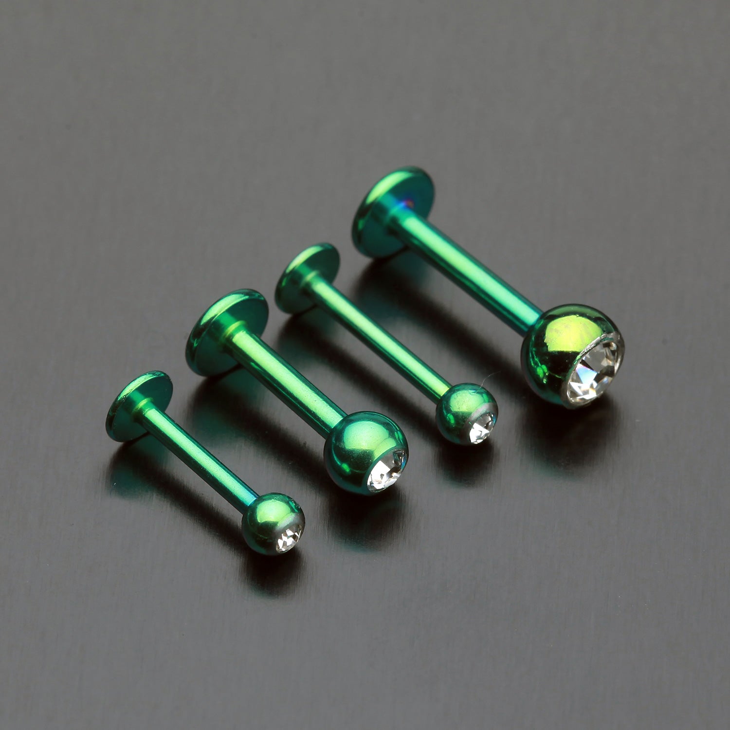 Detail View 1 of Blackline PVD Gem Ball Steel Labret-Green/Clear