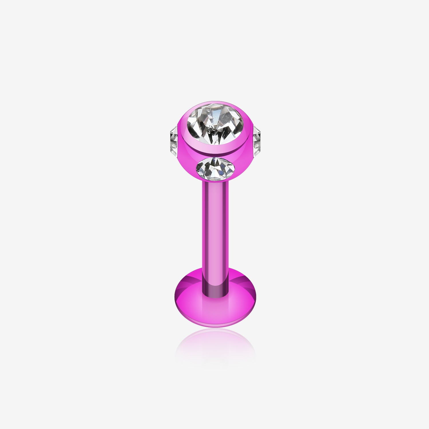 Colorline PVD Aurora Gem Ball Steel Labret-Purple/Clear
