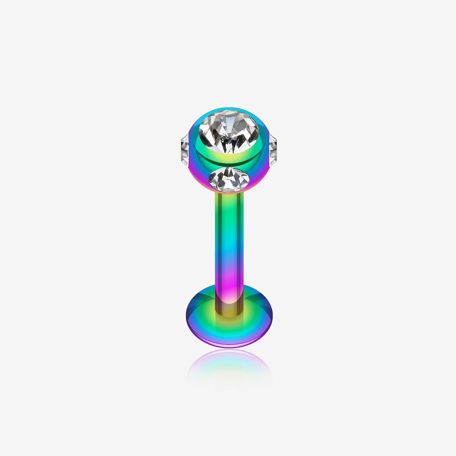 Colorline PVD Aurora Gem Ball Steel Labret-Rainbow/Clear