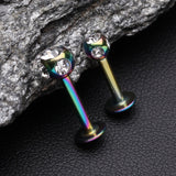 Detail View 2 of Colorline PVD Aurora Gem Ball Steel Labret-Rainbow/Clear