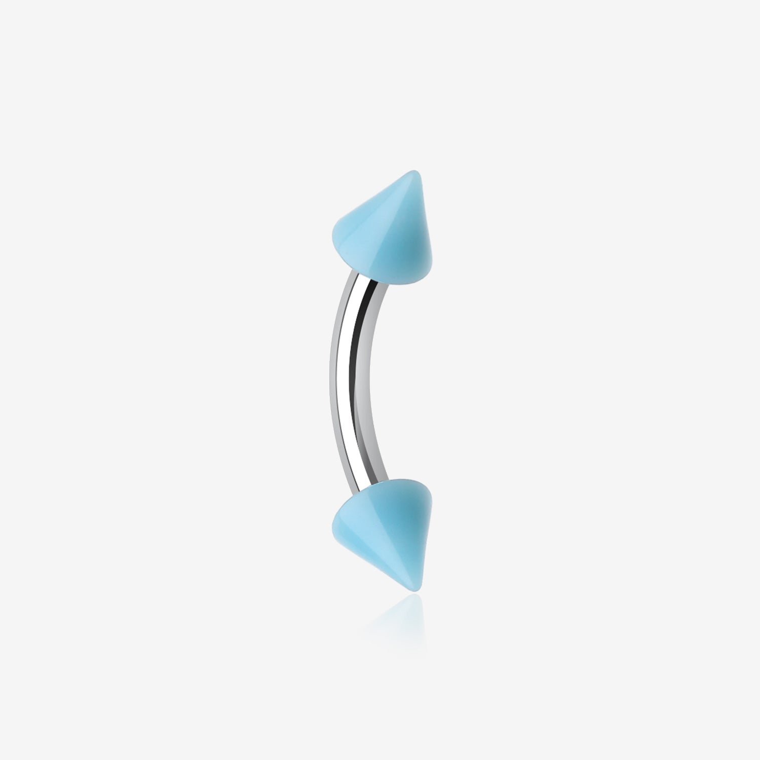 Neon Acrylic Spike Ends Curved Barbell Eyebrow Ring-Light Blue