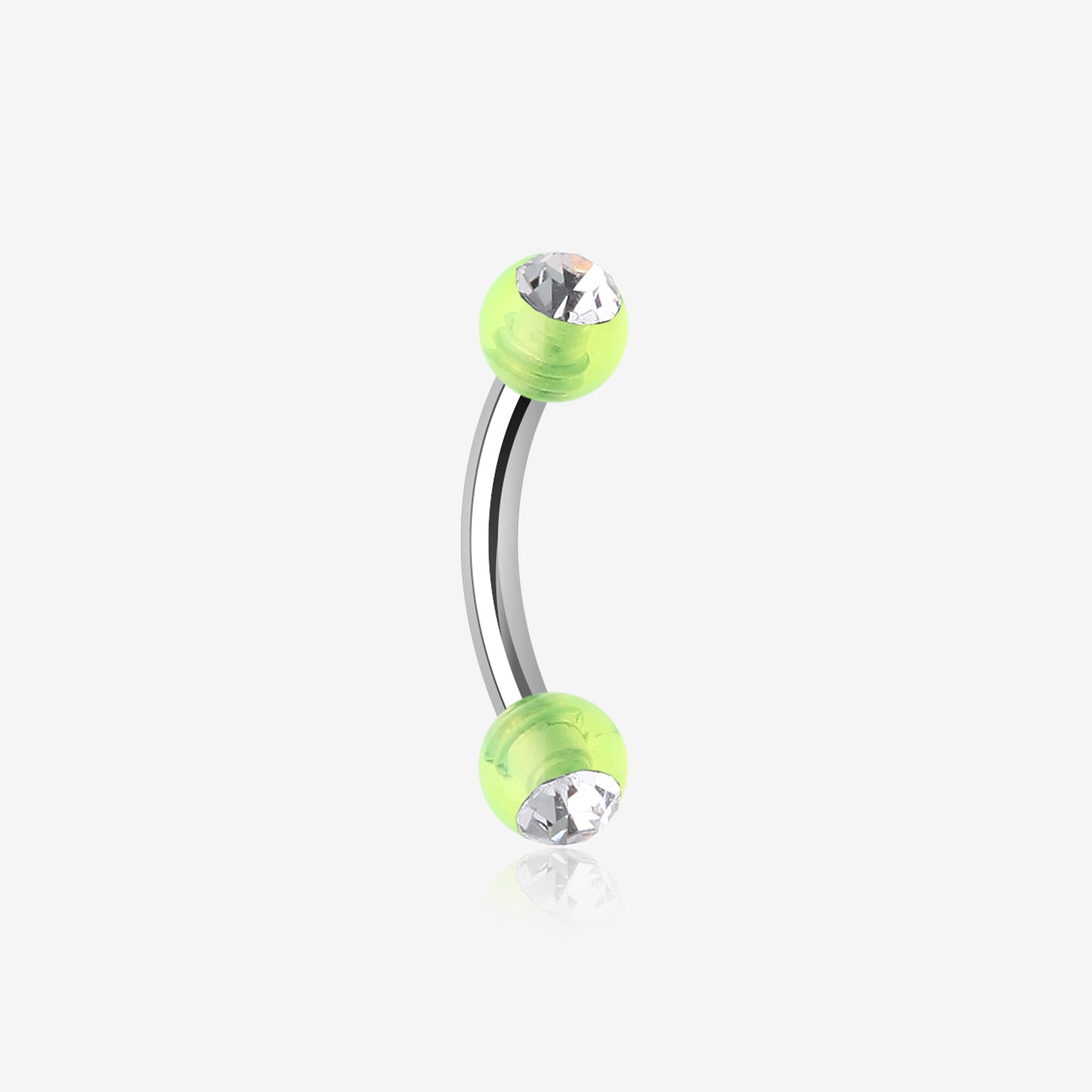 Acrylic Gem Ball Curved Barbell Eyebrow Ring-Green/Clear