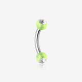 Acrylic Gem Ball Curved Barbell Eyebrow Ring-Green/Clear