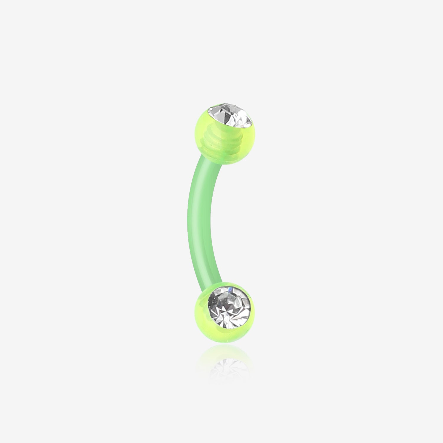 Acrylic Gem Ball Flexible Shaft Curved Barbell Eyebrow Ring-Green/Clear