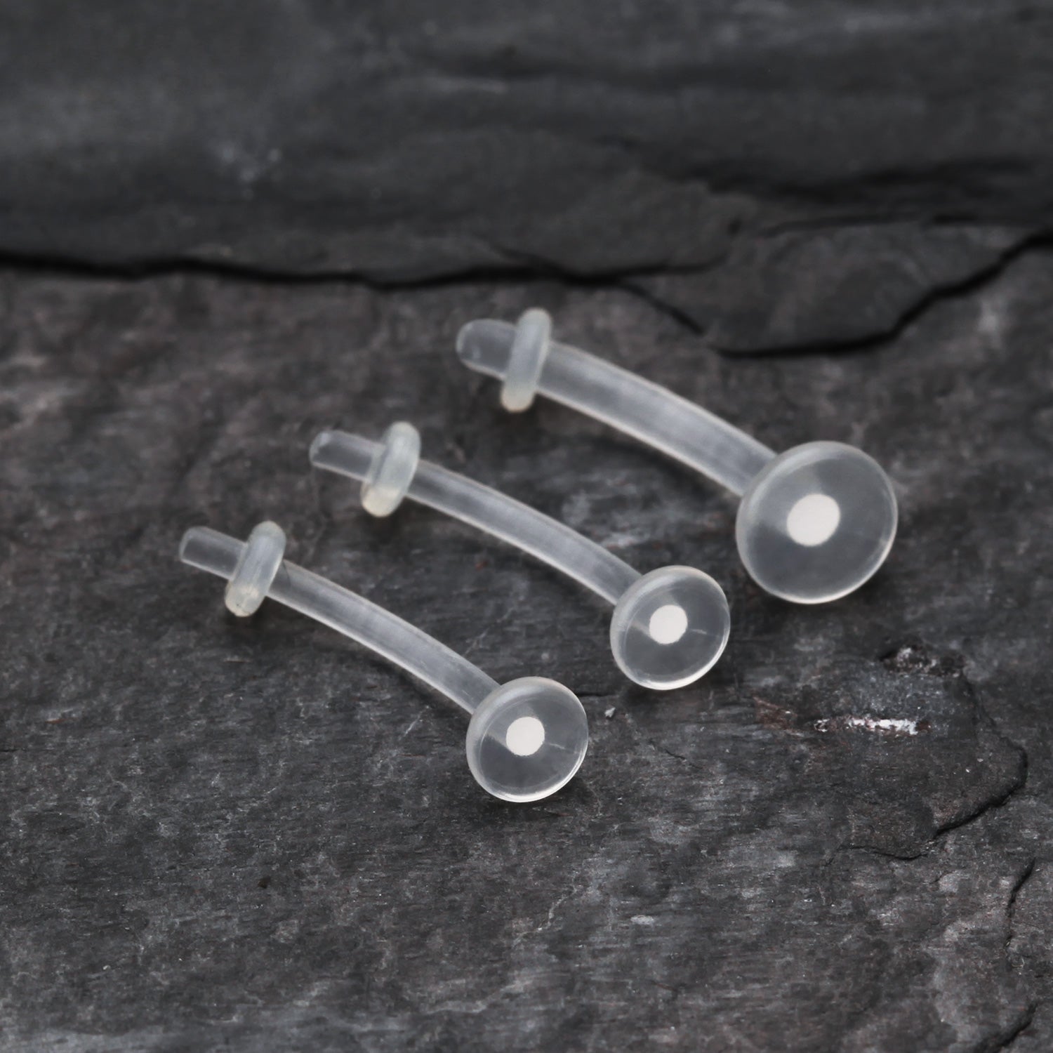 Detail View 1 of Curved Barbell Type Retainer-Clear Gem/White