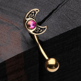 Golden Filigree Crescent Moon Sparkle Curved Barbell