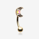 Golden Filigree Crescent Moon Sparkle Curved Barbell