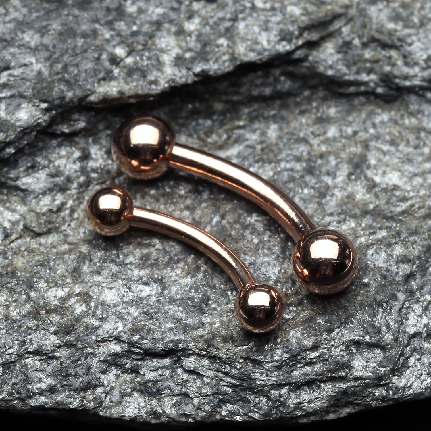 Detail View 1 of Rose Gold Plated Basic Curved Barbell Ring-Rose Gold