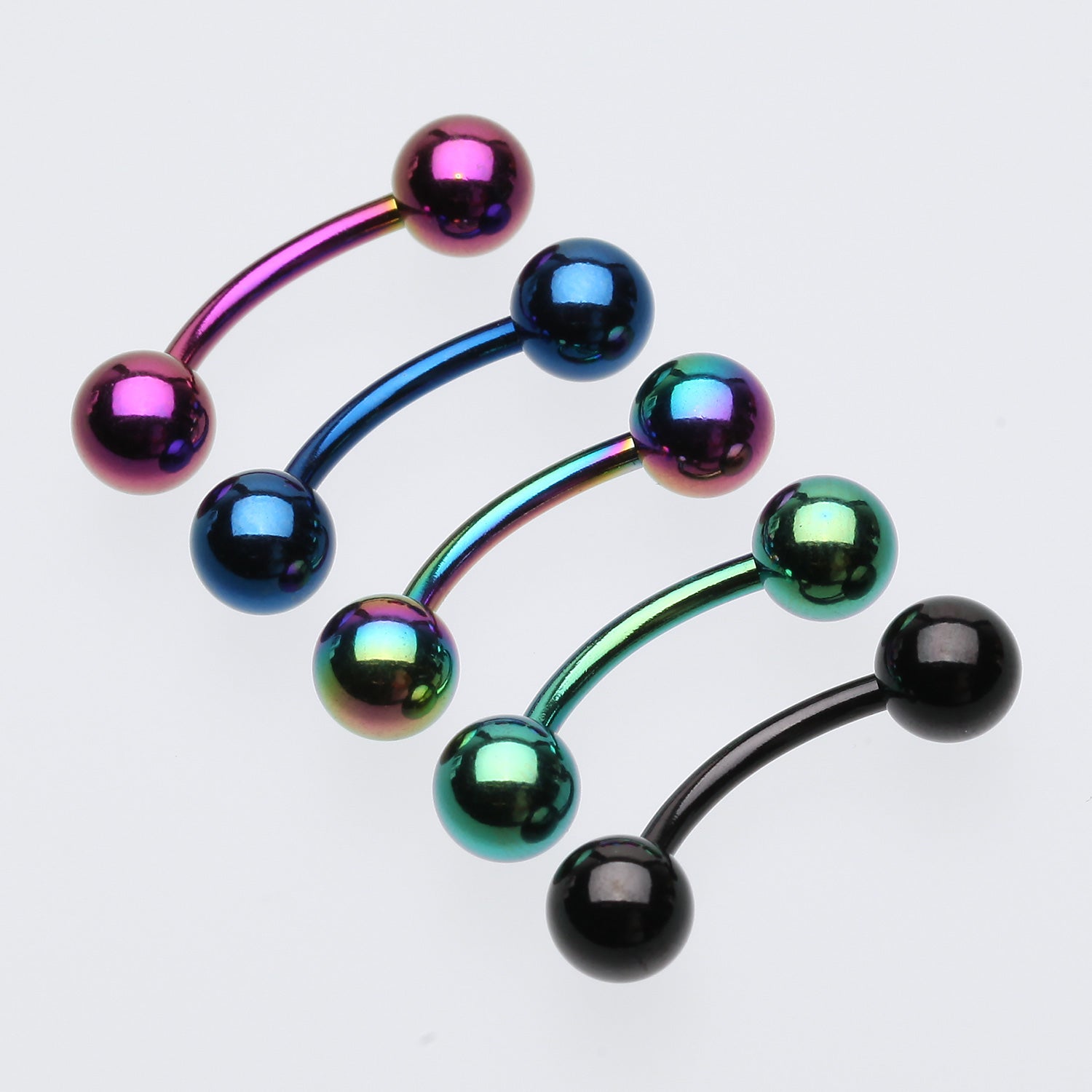 Detail View 1 of Colorline PVD Basic Curved Barbell Ring-Black