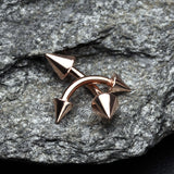 Detail View 2 of Rose Gold Plated Spike Curved Barbell Ring-Rose Gold