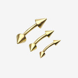 Gold Plated Spike Curved Barbell Ring