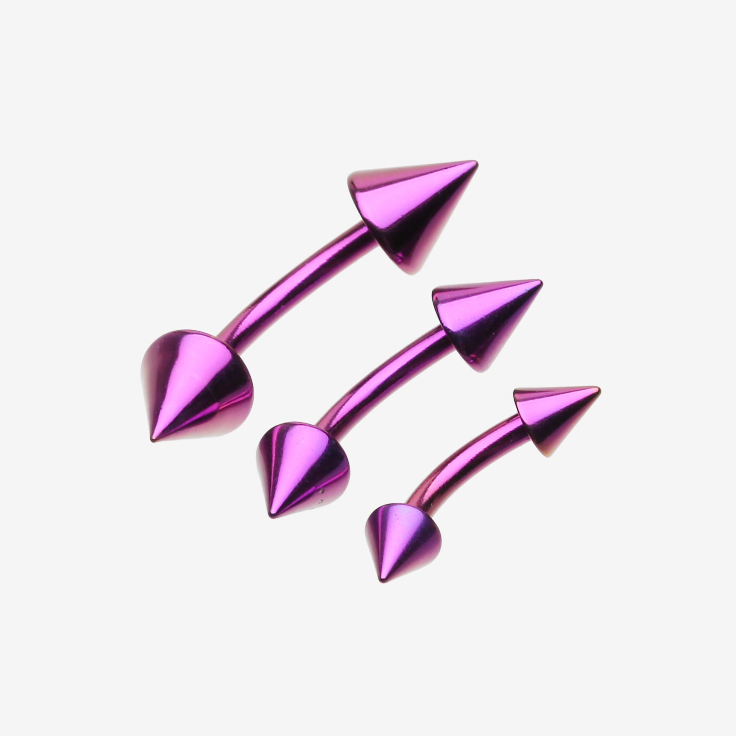 Colorline PVD Spike Curved Barbell Ring-Purple