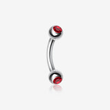 Double Gem Ball Curved Barbell Eyebrow Ring