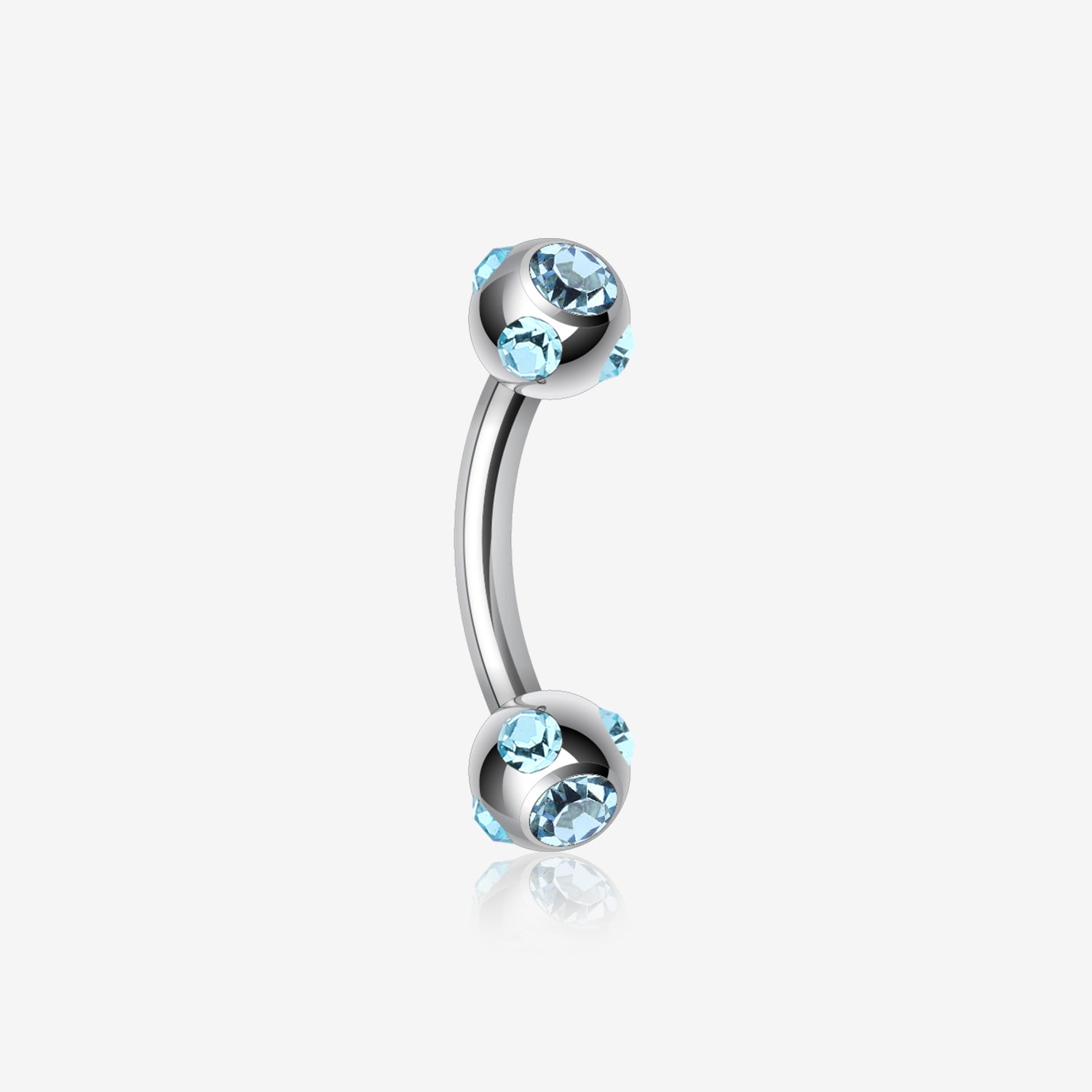 Aurora Gem Ball Curved Barbell Eyebrow Ring-Aqua