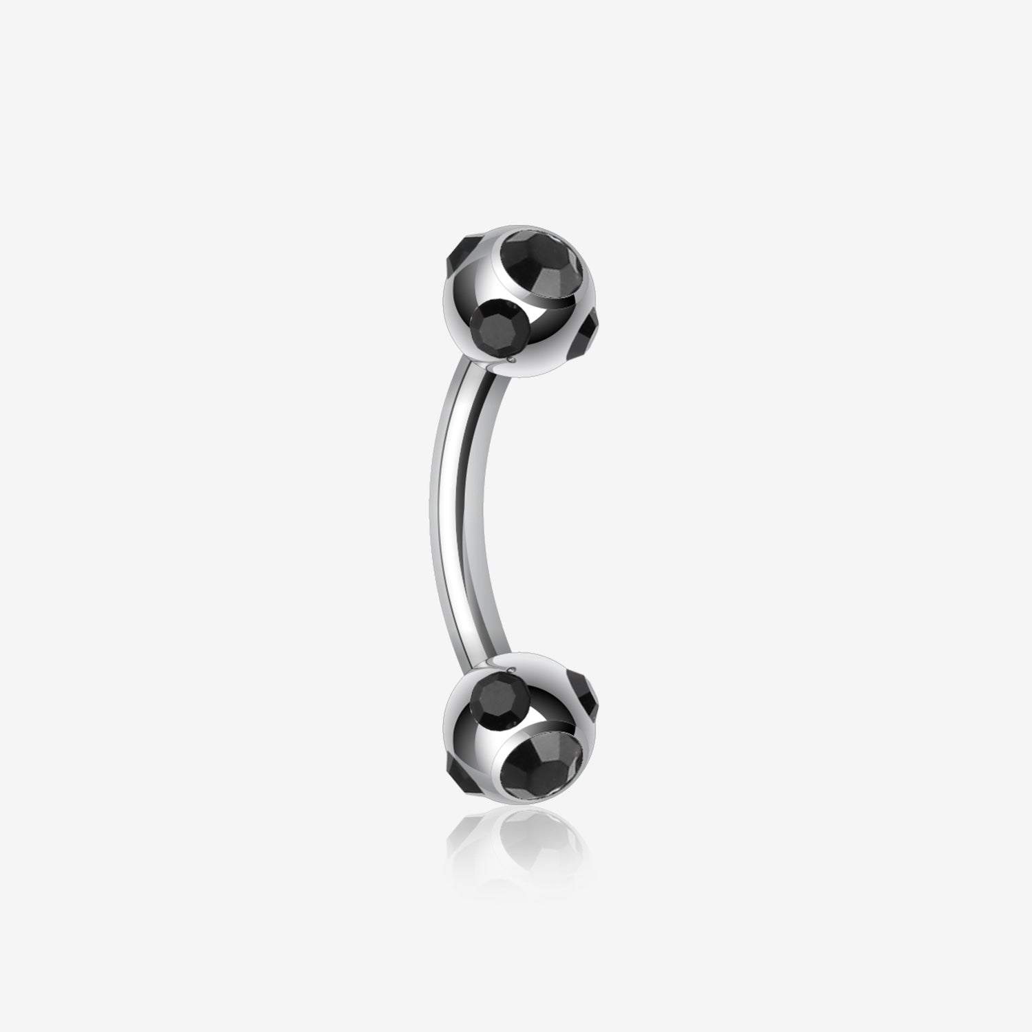 Aurora Gem Ball Curved Barbell Eyebrow Ring-Black