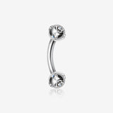 Aurora Gem Ball Curved Barbell Eyebrow Ring-Clear Gem