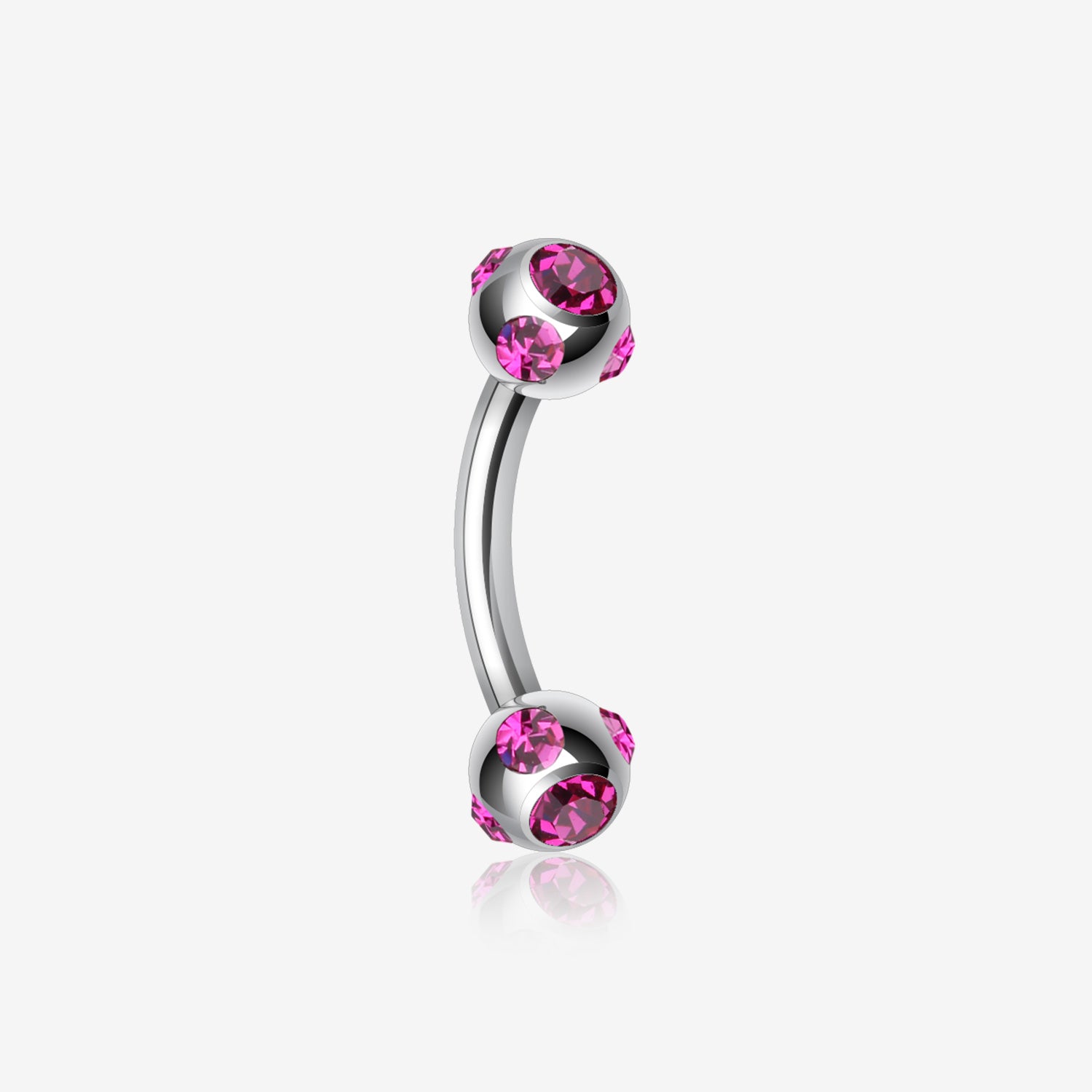 Aurora Gem Ball Curved Barbell Eyebrow Ring-Fuchsia