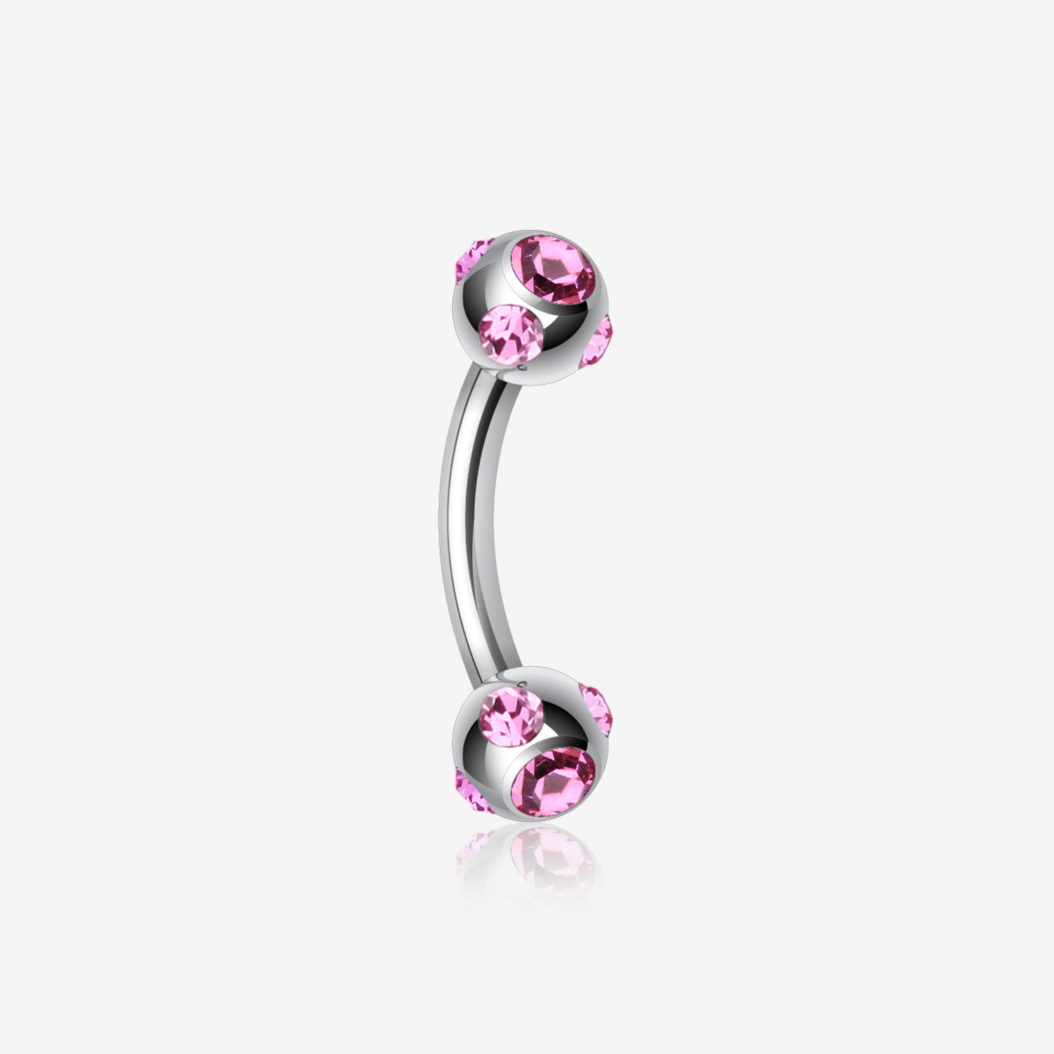 Aurora Gem Ball Curved Barbell Eyebrow Ring-Pink