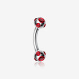 Aurora Gem Ball Curved Barbell Eyebrow Ring-Red