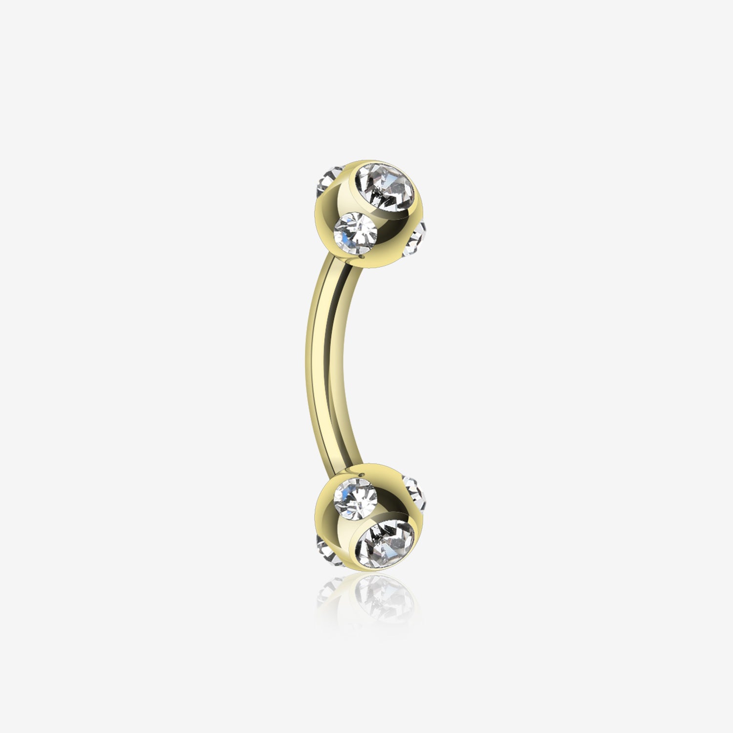 Gold Plated Aurora Gem Ball Curved Barbell Eyebrow Ring-Clear Gem