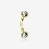 Gold Plated Aurora Gem Ball Curved Barbell Eyebrow Ring