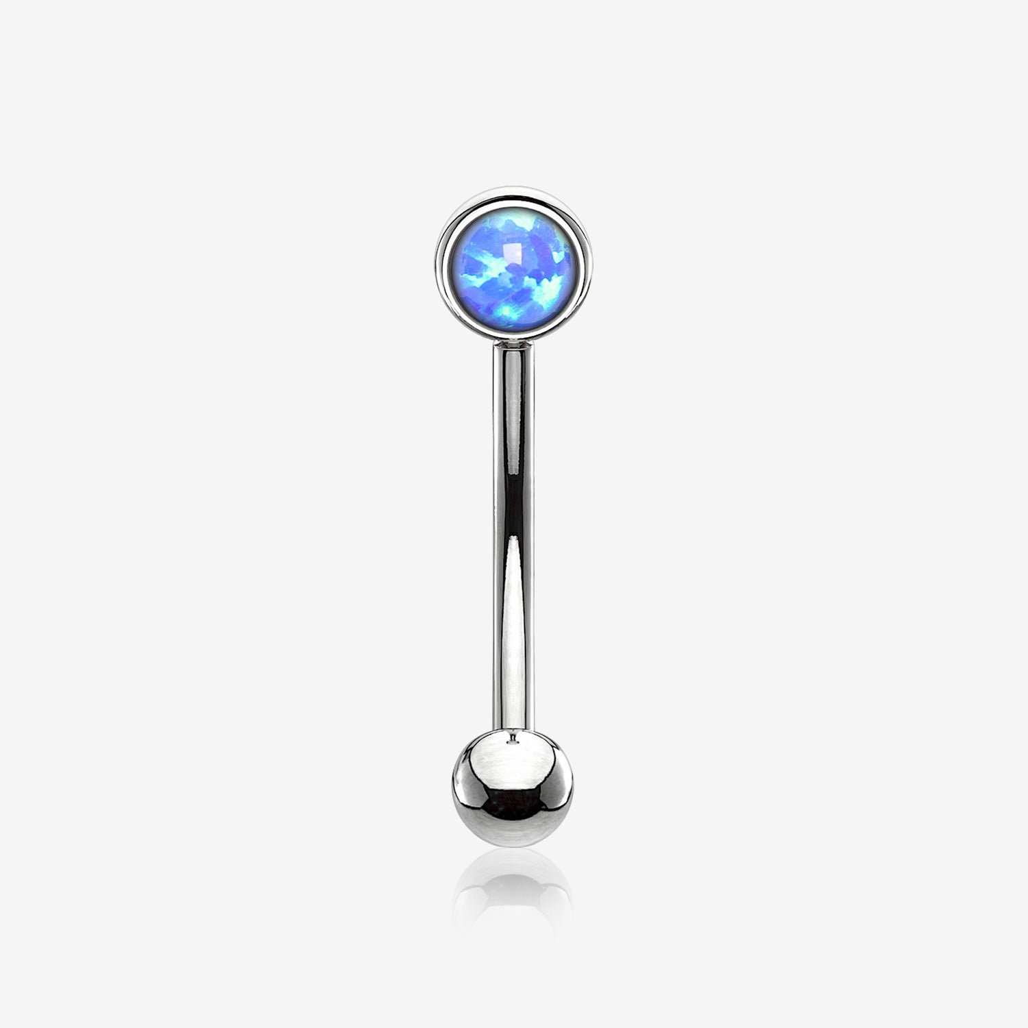 Fire Opal Press Fit Sparkle Curved Barbell-Blue Opal